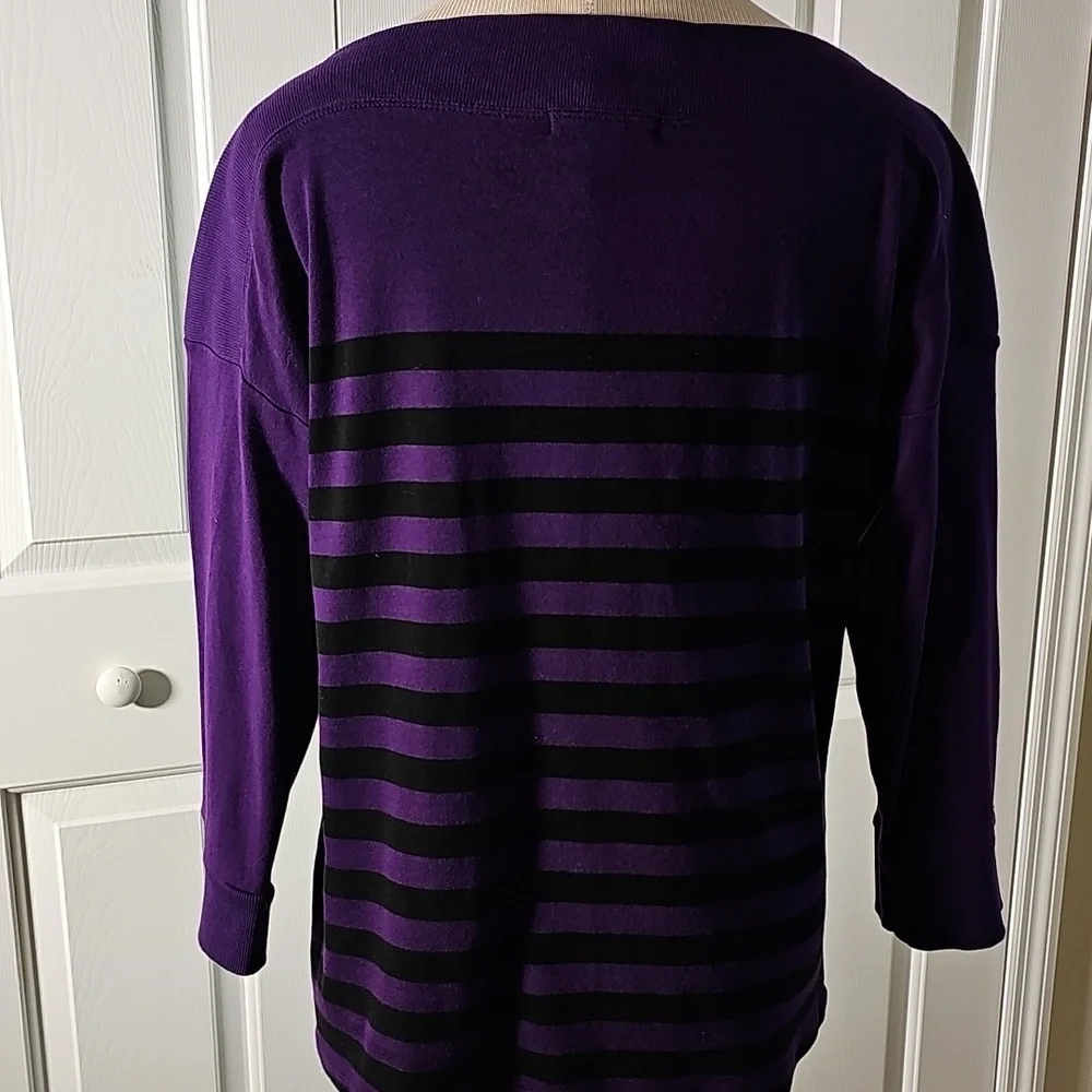Ralph Lauren Purple and Black. Boat Neck 3/4 Sleeves‎ Sweater Sz XL